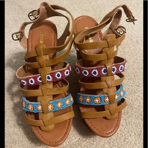 NWOT Bamboo Size 7 Beaded Sandals